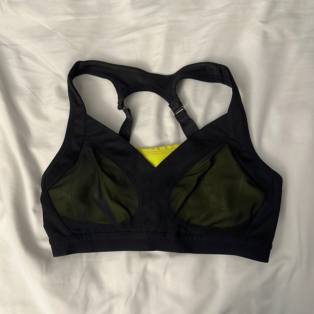 Fabletics Sports Bra Black Green XXS